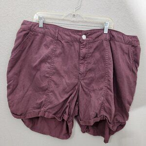 Maurices Shorts Womens Plus Size 22W Burgundy Elastic zip waist